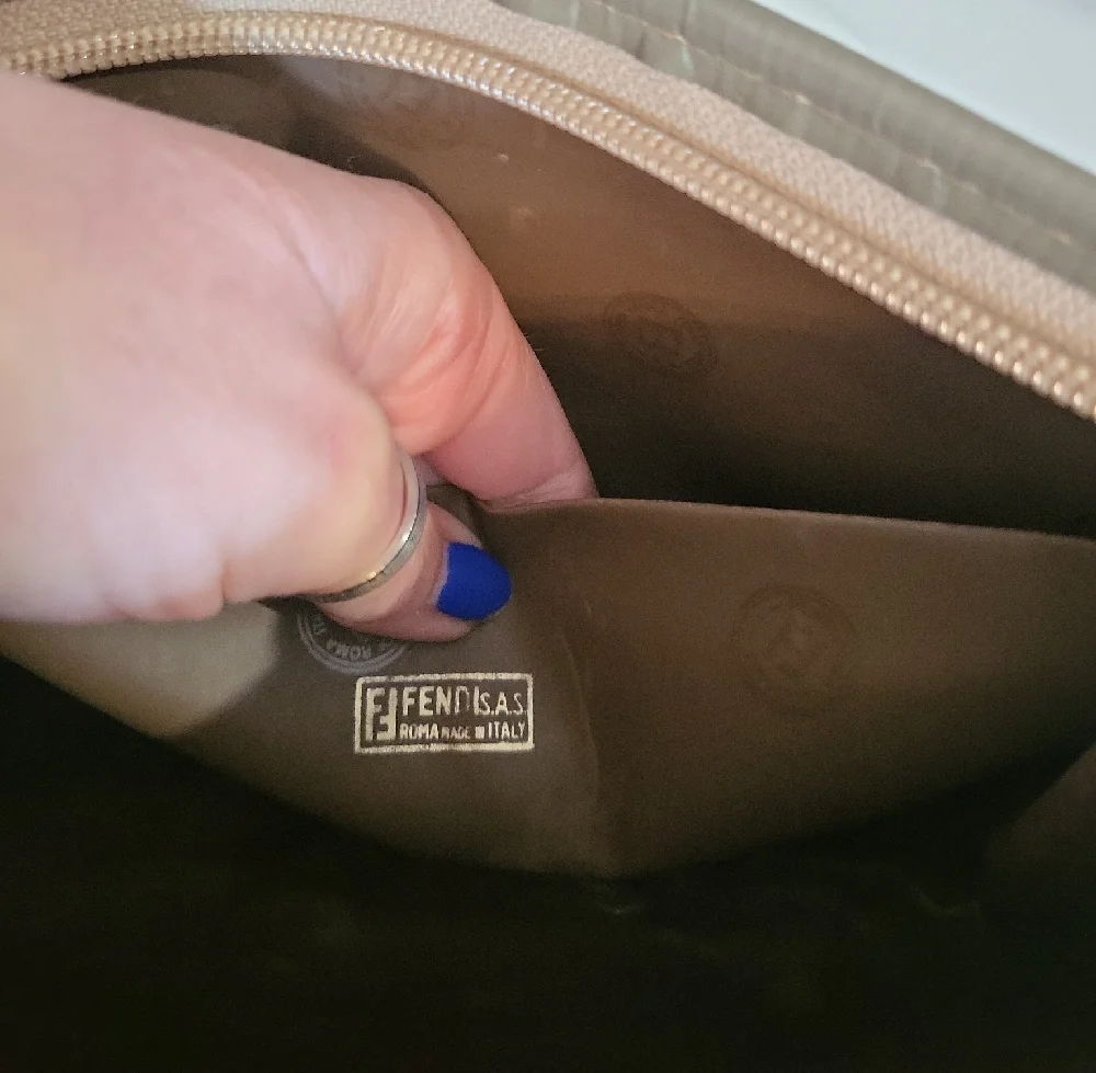 Fendi Gold and Brown Monogram Pouch